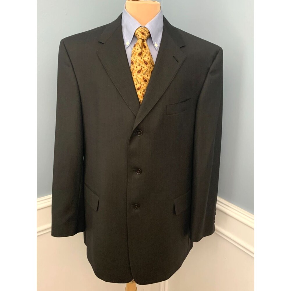 Hart Schaffner Marx Blazer Mens 48L Wool Textured Twill USA Jacket Sportcoat